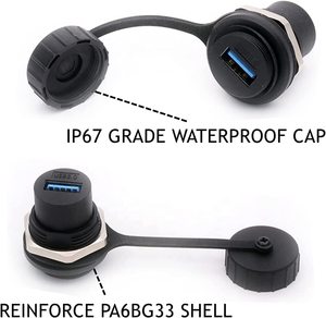 防水USB 3.0母对母面板安装连接器USB3.0带防尘罩的母插座