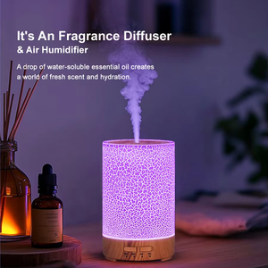 Diffusore di aromi ad ultrasuoni da 150ml Mini umidificatore d'aria crepa Design USB alimentato da 7 luci a LED a colori per la casa, camera da letto - Product Image 5