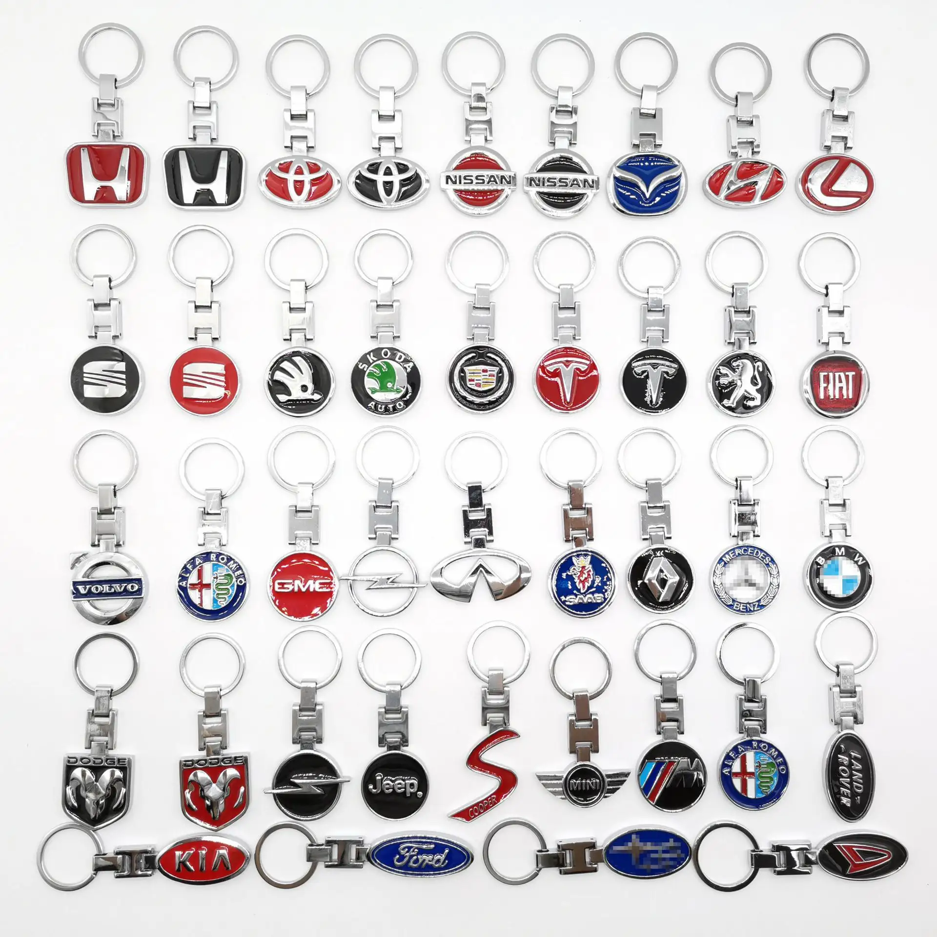 Car Logo H buckle Key Chain Ring 3D Chrome Metal car Keychain Keyring Replacement Compatible with for Various Brand Accessories