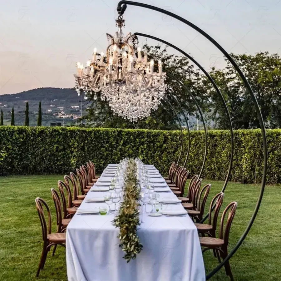 Miguo Kristall Kronleuchter Halterung Metall Eisen Halbkreis Rahmen für Outdoor-Hochzeit Tisch dekoration