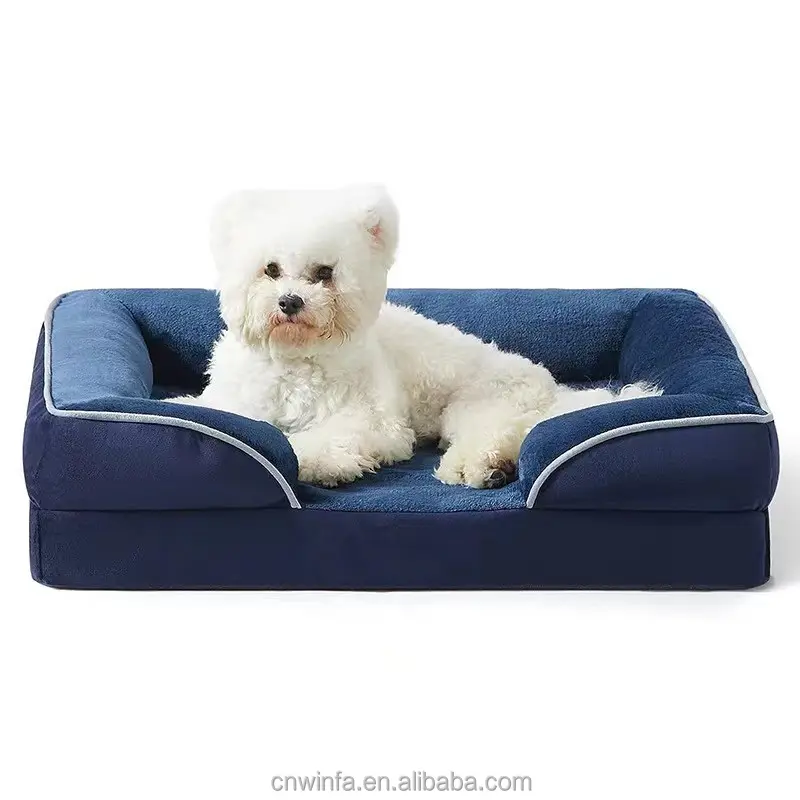 Özel yıkanabilir ortopedik hafızalı köpük anti kayma alt pet yatak yastık kanepe kedi köpek için çıkarılabilir kapak ile