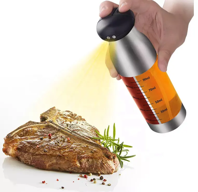 Pulverizador de aceite para juego de cocina Pulverizador de aceite recargable Mister Dispensador de aceite de oliva Botella Spritzer