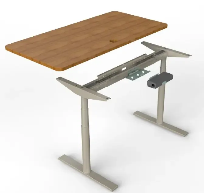 Meja Eksekutif ergonomis 3 tahap tinggi kolom dapat diatur, kaki meja Sit-Stand Modern untuk kantor rumah sekolah makan bahan MDF