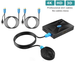 4K HDMI <strong>KVM</strong> <strong>Switch</strong> 2 Port + Cables ( 2 in <strong>1</strong> ), MT-VIKI Desktop <strong>KVM</strong> Switcher Selector Box