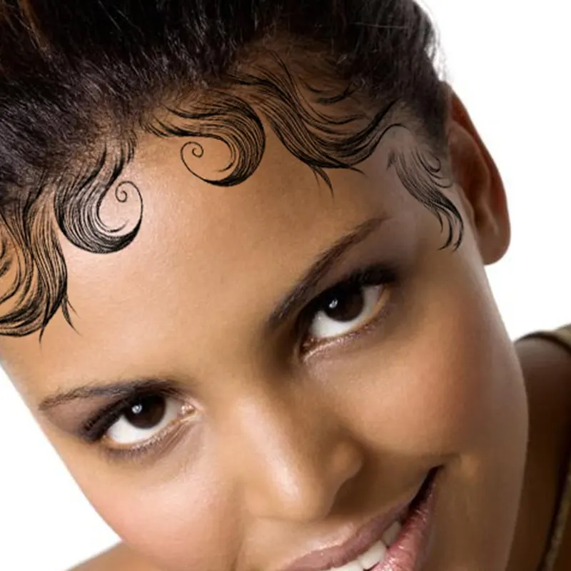 Nuovo Design bordi acconciature attaccatura dei capelli autoadesivo del tatuaggio tatuaggio temporaneo dei capelli autoadesivo del tatuaggio del bordo dei capelli del bambino