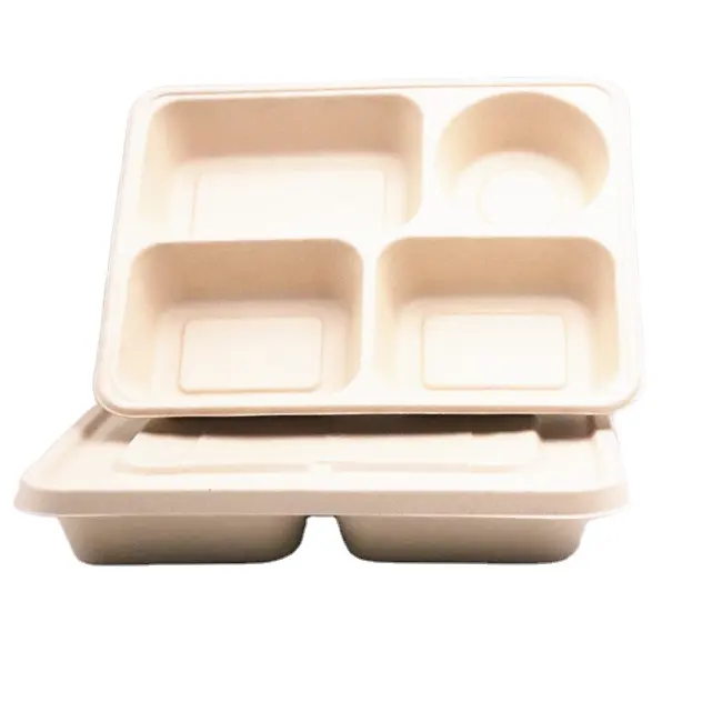 Vassoio per Fast Food personalizzato stoviglie in polpa piatto usa e getta biodegradabile compostabile da 9 pollici piatti in carta di canna da zucchero bagassa