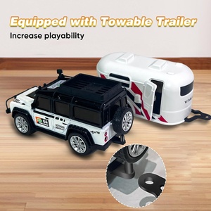 DWI Dowellin 1:64 ölçekli uzaktan kumanda araba çocuklar için Mini RC oyuncak arabalar işıkları ile alaşım araba pikap oyuncak kamyon römork ile - Product Image 5