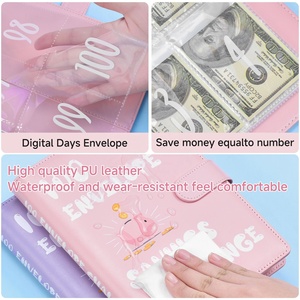 Yüksek kaliteli PU deri 100 zarf tasarruf meydan bağlayıcı Set A5 nakit tasarruf cüzdan bütçe Binder ile dört cepler dizüstü - Product Image 5