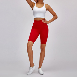 New High Waist Hip Lifting <strong>Lulu</strong> Yoga Pants Double Sided Hair Grinding Stretch Slim Running Five-minute Pants GYM <strong>Lulu</strong> Shorts - Product Image 3