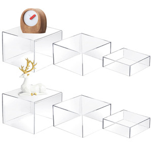 Crystal Clear Acrylic <strong>Cube</strong> <strong>Display</strong> Box Transparent Acrylic Case Riser with Hollow Bottom 5-Side Acrylic <strong>Cube</strong> Organizer - Product Image 1