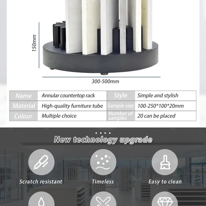 Custom Logo Desk Round Rotary Tile Display Rack Marble Stand  Showroom Stone Sample Display Stand