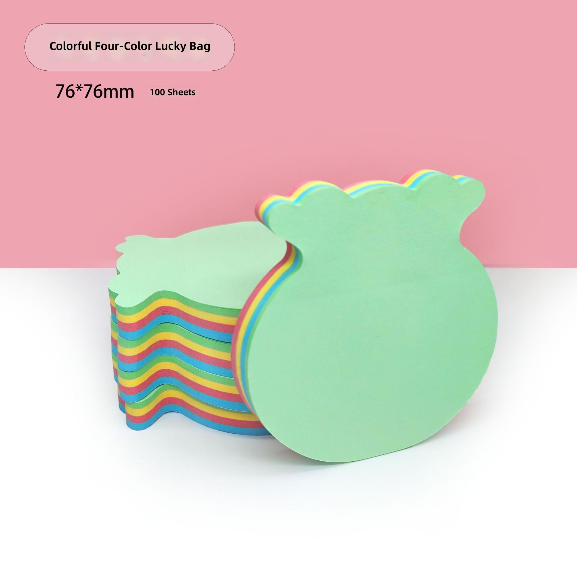 Notas adhesivas regulares de cuatro colores: 100 bolsas de la suerte con formas especiales