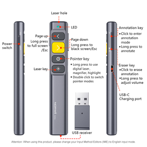 Produttore puntatore Laser N28s con strumento di presentazione del caricatore USB Wireless per presentazione con comoda chiave in silice - Product Image 2