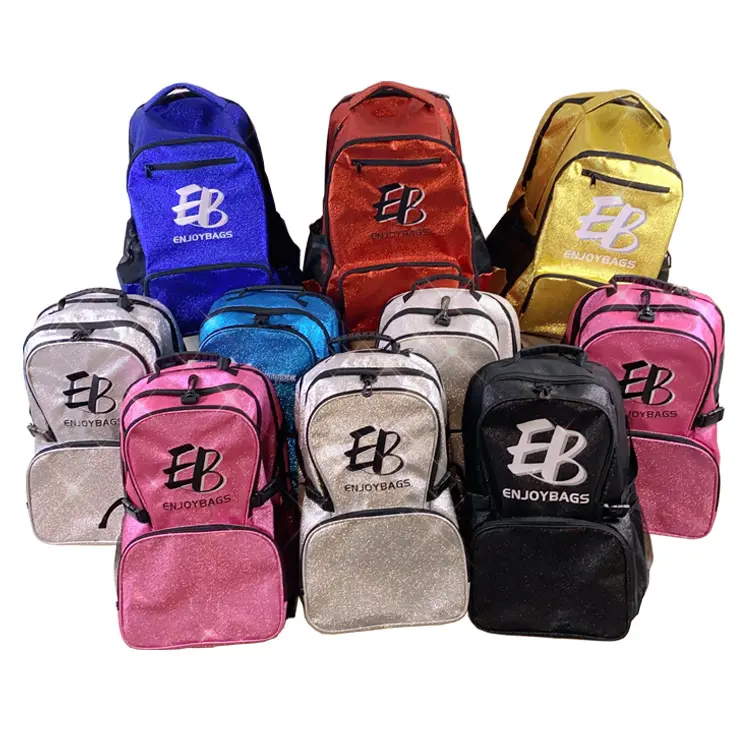 Enjoybags custom multicolored custom sublimation glitter cheerleading cheers school bag customized casual backpack