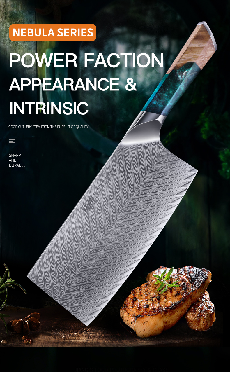 FINDKING New! Nebula Series Resin handle wood Chinese Cleaver knives 67 Layers Damascus Steel Professional Chef Knife
