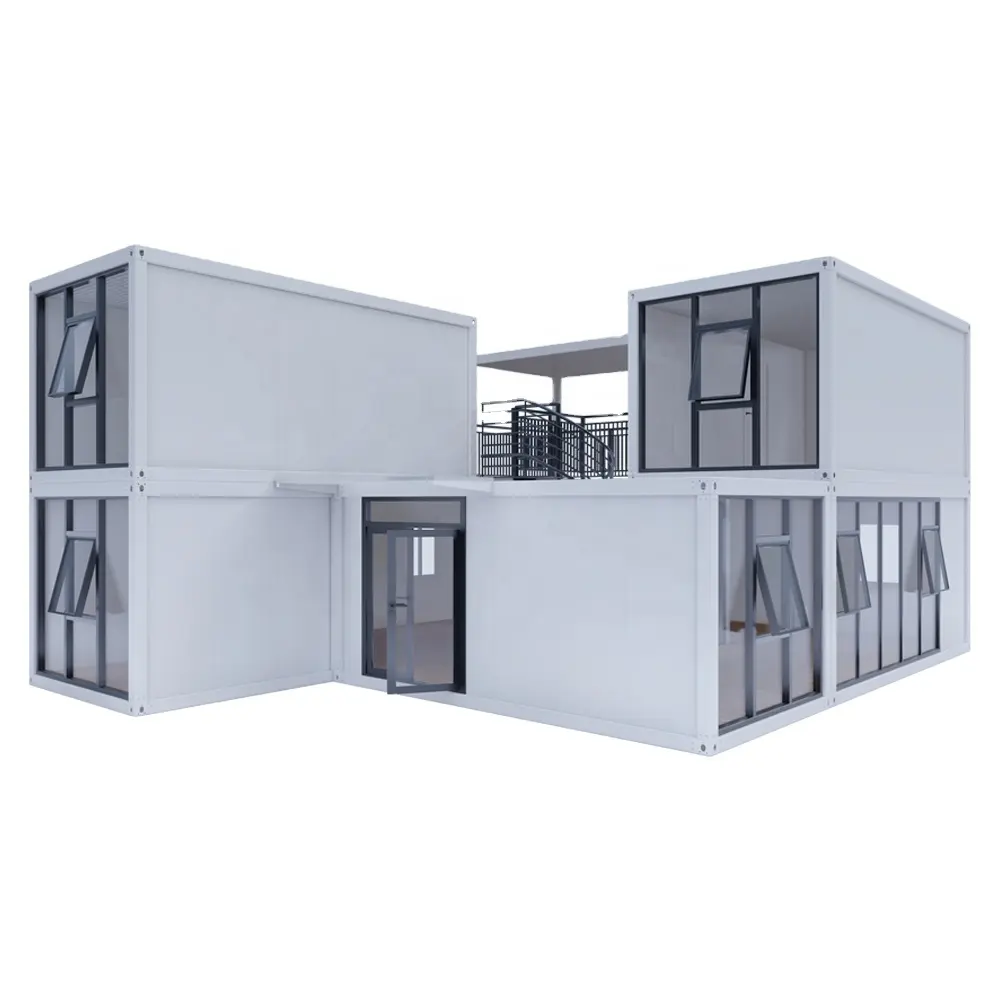 Nuovo Design di lusso personalizzato su un lato veranda in vetro cortile soggiorno contenitore casa modulare prefabbricata per Hotel