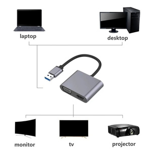 Cable convertidor 2 en 1 USB a HDTV VGA Adaptador USB 3,0 a VGA Soporte de pantalla dual Salida de sincronización HD VGA