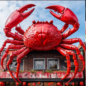 Décoration d'entrée de magasin de fruits de mer réaliste à grande échelle simulée avec sculpture de crabe impérial artisanal en résine - Product Image 1