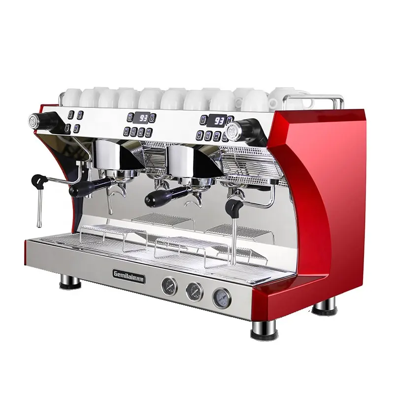 Hot Koop Professionele Cappuccino Maker Elektronische Semi-Auto Dubbele Hoofd Espressomachine Voor Cafe