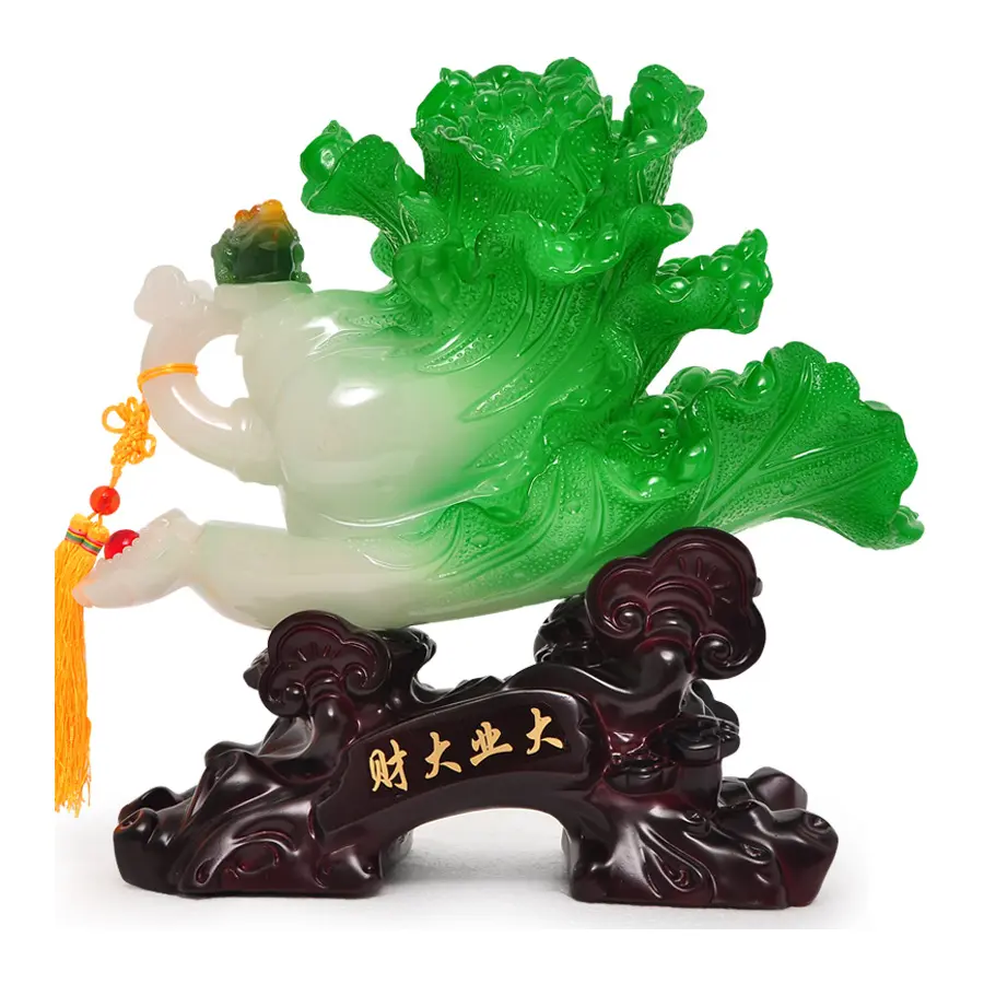 2024 yeni çin özelleştirilebilir reçine el sanatları şanslı para altın kurbağa süs yeşim lahana Feng Shui kurbağa