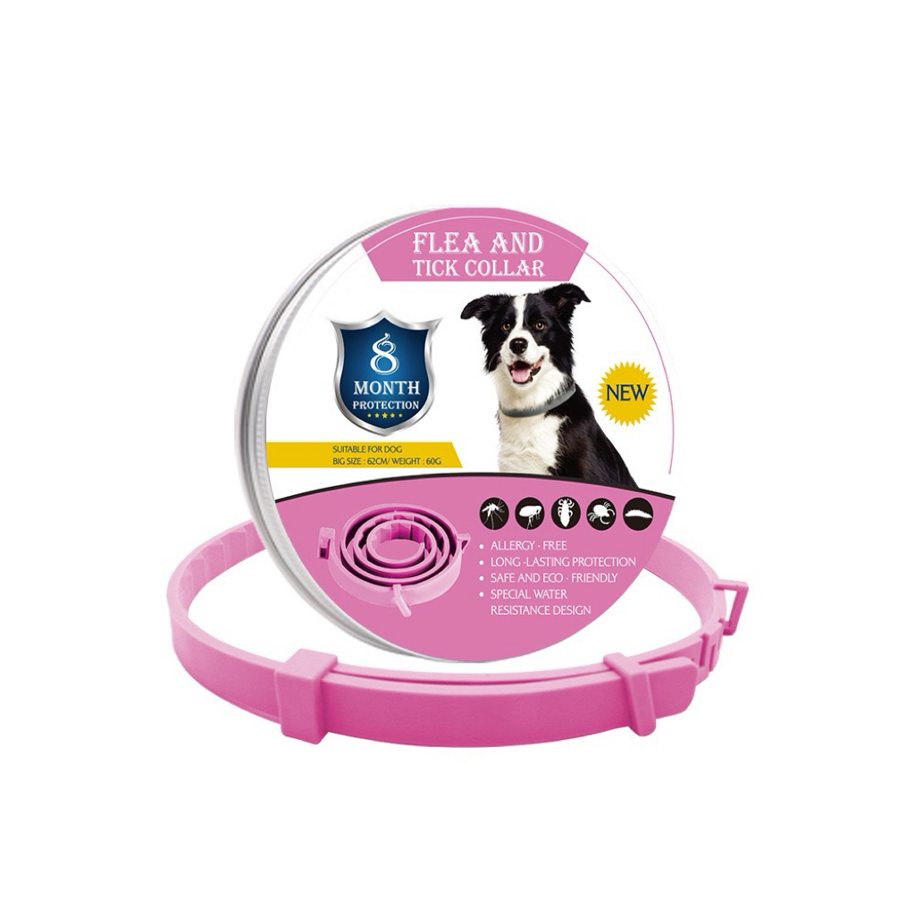 Collare antipulci e antizecche per cani 62 cm (Rosa)
