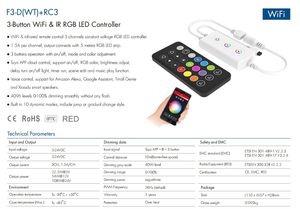 F3-D(WT)+ RC3 3CH RGB Wi-Fi ИК-контроллер комплект 3-кнопочный светодиодный диммер 21 клавиша ИК пульт дистанционного управления для 5-метровой светодиодной ленты - Product Image 3