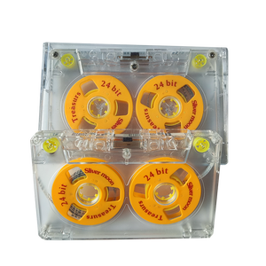 带两个卷盘的空白音频盒式磁带，蓝色和黄色，盒式磁带。 - Product Image 4