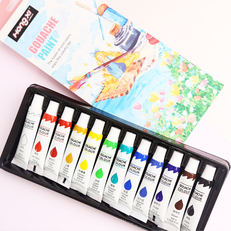 6ML * 12 colorsGouache(English hanging card box).