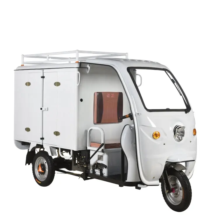 Triciclo elétrico com cabine fechado, entrega expressa, auto e rickshaw para carga de bicicleta, moto, carga, 3 rodas