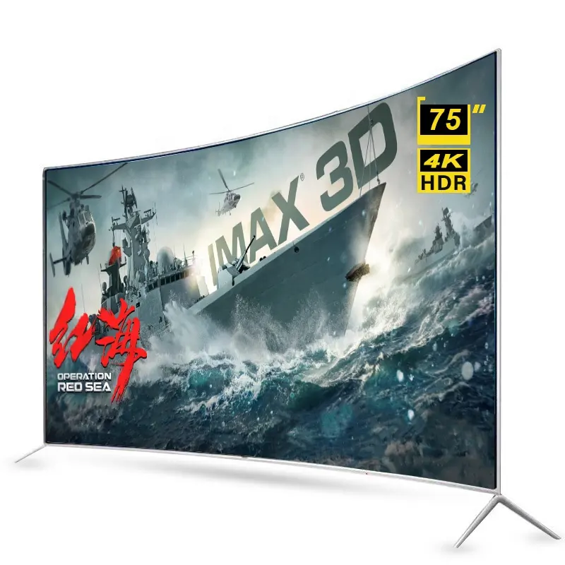 TV inteligente 4K Ultra HD de 75 pulgadas, LED, pantalla grande curva, wifi