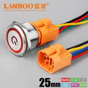 LANBOO 25/30A 25mm SPST 12volt Led Lighted <strong>DPDT</strong> Mini <strong>Push</strong> <strong>Button</strong> <strong>Switch</strong> for Garbage Disposal - Product Image 2