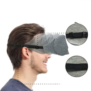 Fabrika kaynağı % 100% pamuk uyku göz maskesi güncellenmiş tasarım 3D ışık engelleme özellikleri ile gece uyku için seyahat kılıfı dahil - Product Image 4