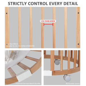 Chỉ B2b 6 Trong 1 EN 716 Tiêu Chuẩn Bán Buôn New <span class=keywords><strong>Convertible</strong></span> Rắn Gỗ Bé Cũi Bằng Gỗ Hình Bầu Dục Bé Giường Cũi Giường Cũi Cho Trẻ Sơ Sinh - Product Image 5