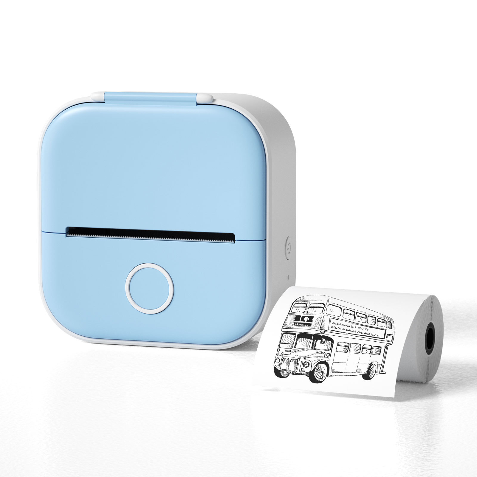 Impresora azul+1 rollo de papel adhesivo de 53mm*1m