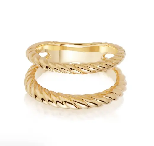 Prezzo all'ingrosso 18K placcato oro doppia corda Fashion Twist Ring Design per ragazze