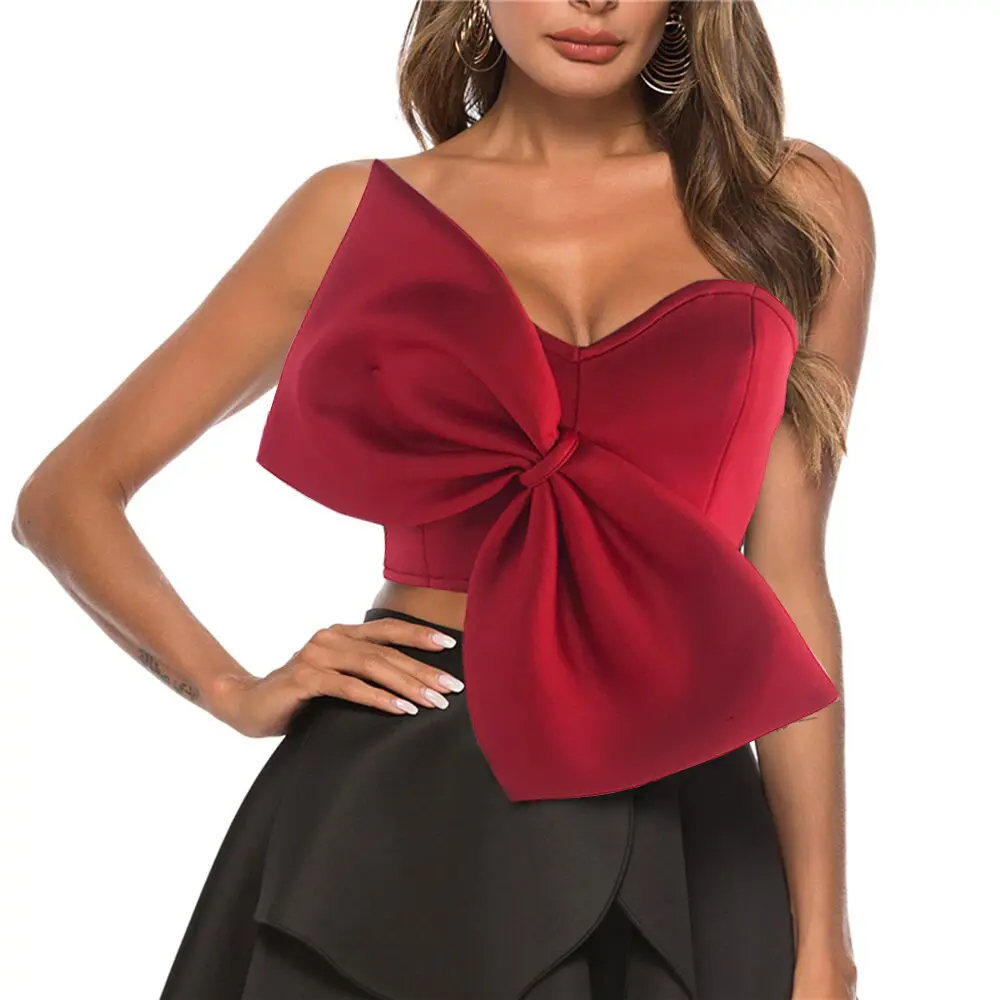 2023 nouveautés à la mode sans manches sexy arc wrap poitrine épaule chemises polyvalentes pour femmes blouses
