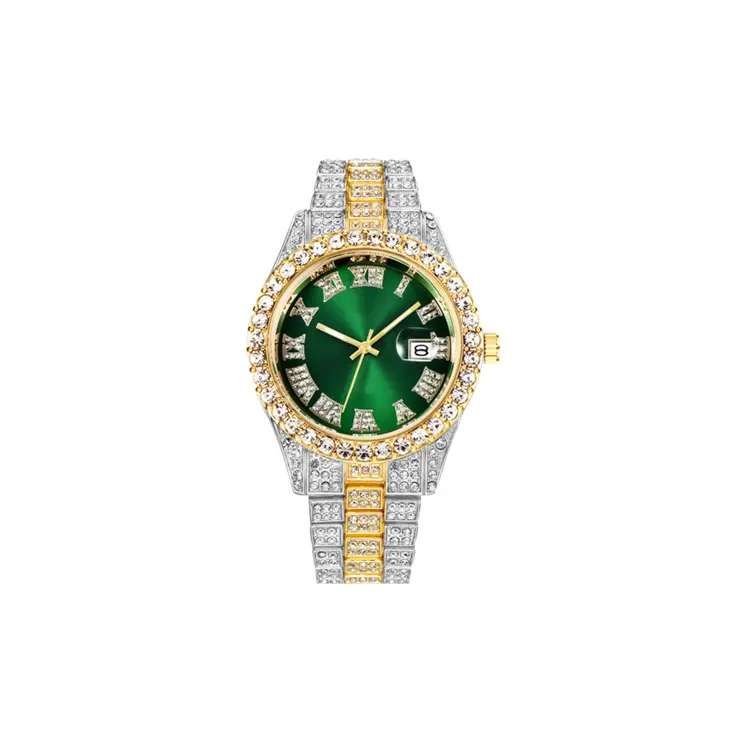 Hot Koop Nieuwe Ontwerp Europese En Amerikaanse Rvs Heren Grote Diamant Horloge
