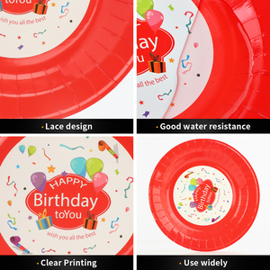 Chất Lượng Cao Vòng Dùng Một Lần Giấy Tấm Có Thể Tái Chế Bộ Đồ Ăn Món Ăn Cho Salad Hạnh Phúc Sinh Nhật Nguồn Cung Cấp Bên Trang Trí - Product Image 2