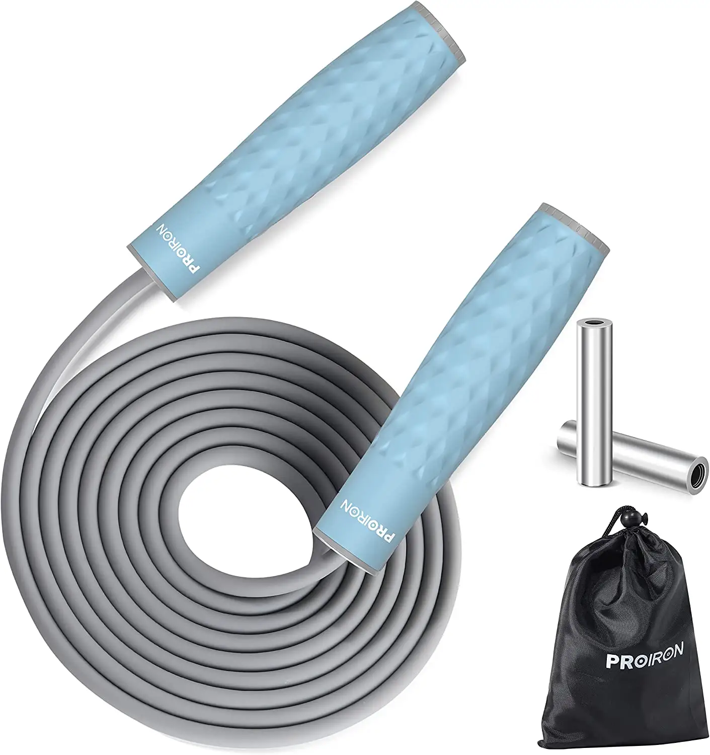 PROIRON-cuerda de saltar para entrenamiento de gimnasio, cuerda de saltar ajustable, con Cable de acero pesado, personalizable, azul