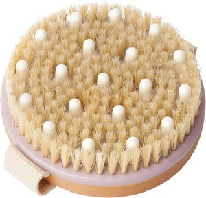Boar Bristle Cellulite Wooden Exfoliating Bath Shower Brush Round Natural Dry Body Scrub Rubbing Brushes with Massage <strong>Nodules</strong>