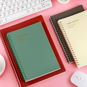 Morandi colore A5 Coil Notebook retrò Design semplice con linea orizzontale e griglia pagina interna copertina in pelle fresca luce studente - Product Image 5