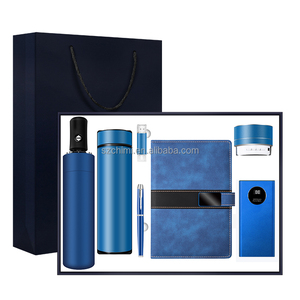 Notebook Gift Pack with Umbrella Pen Temperature Display Vacuum Flask <strong>Usb</strong> Flash Drive Speaker Power Bank Vip Gift Set High-end - Product Image 1