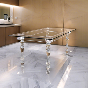 现代8座婚礼餐桌圆形长方形玻璃桌面亚克力餐桌 - Product Image 1