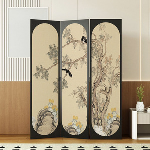 Trung cổ hoa chim in có thể gập lại màn hình phân vùng phòng khách hiện đại đơn giản di chuyển văn phòng lối vào phòng ngủ - Product Image 4