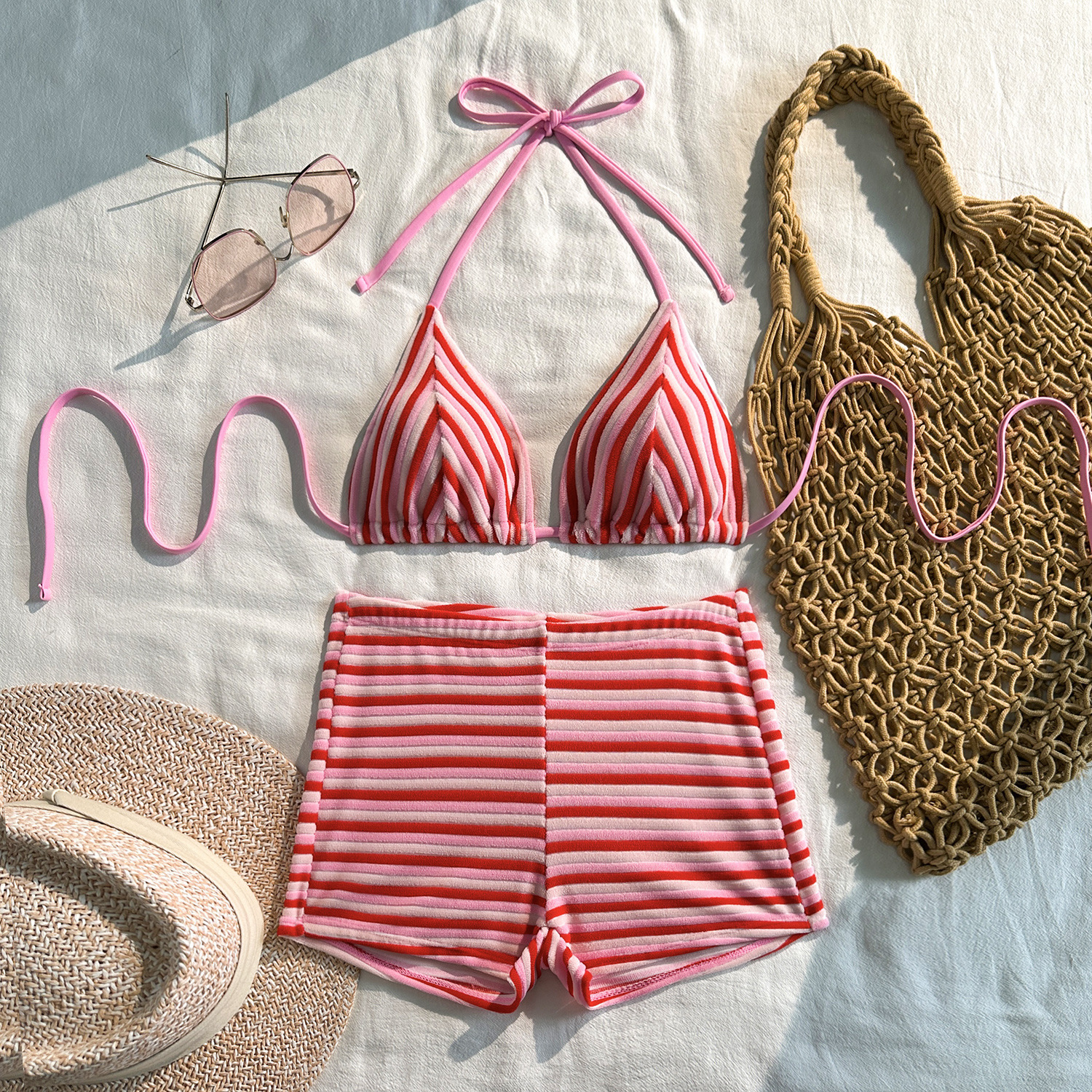 9366 bikini rayas rojas