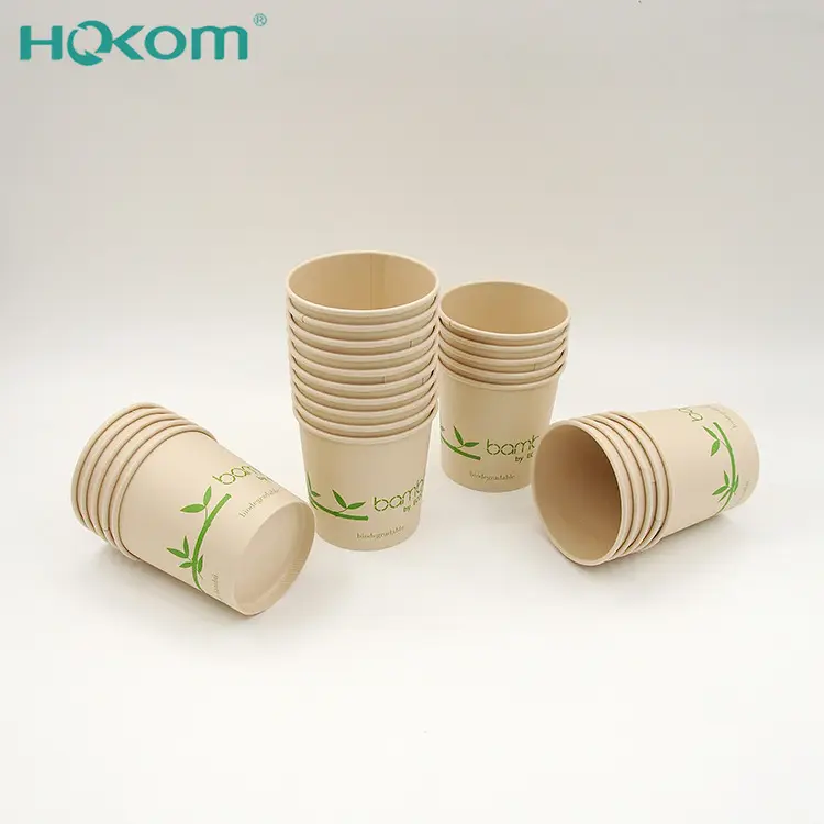 Einweg-PE-beschichtete Bambusfaser-Suppen schüssel behälter Papiers uppen becher mit Papier-/PP-Deckel