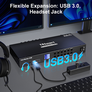 TESmart <strong>4</strong> Port Dual Monitor <strong>KVM</strong> <strong>Switch</strong> Kit DP 4K60Hz With USB 3.0 Docking Station EDID Management Displayport <strong>KVM</strong>