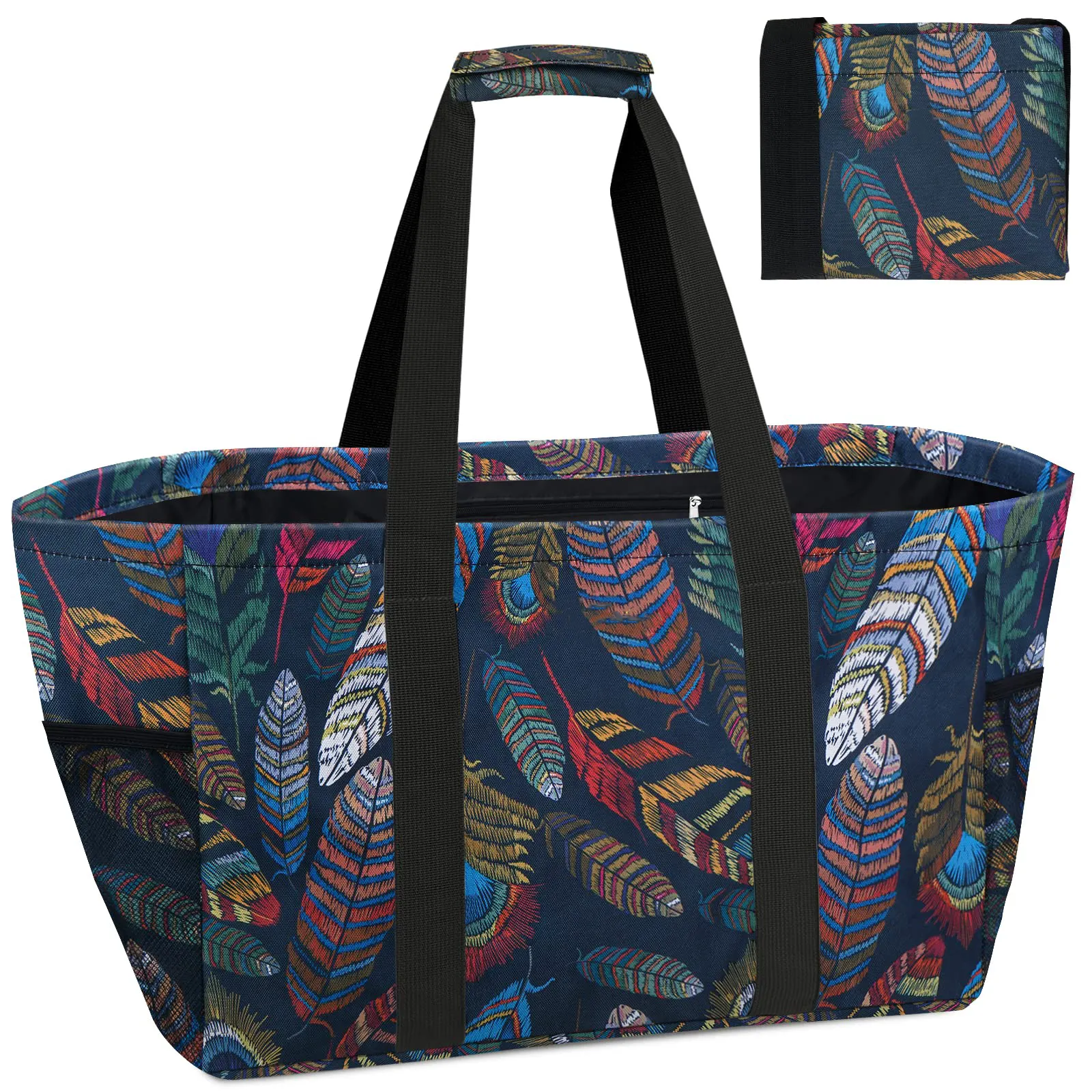 थोक फैशन बड़े तह ढोना बैग हैंडबैग निविड़ अंधकार नायलॉन foldable पुन: प्रयोज्य शॉपिंग बैग महिलाओं के लिए