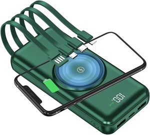ケーブル内蔵の20000mAhパワーバンク、6出力のUSB Cバッテリーパックポータブル充電器3入力パワーバンクLEDディスプレイ - Product Image 1
