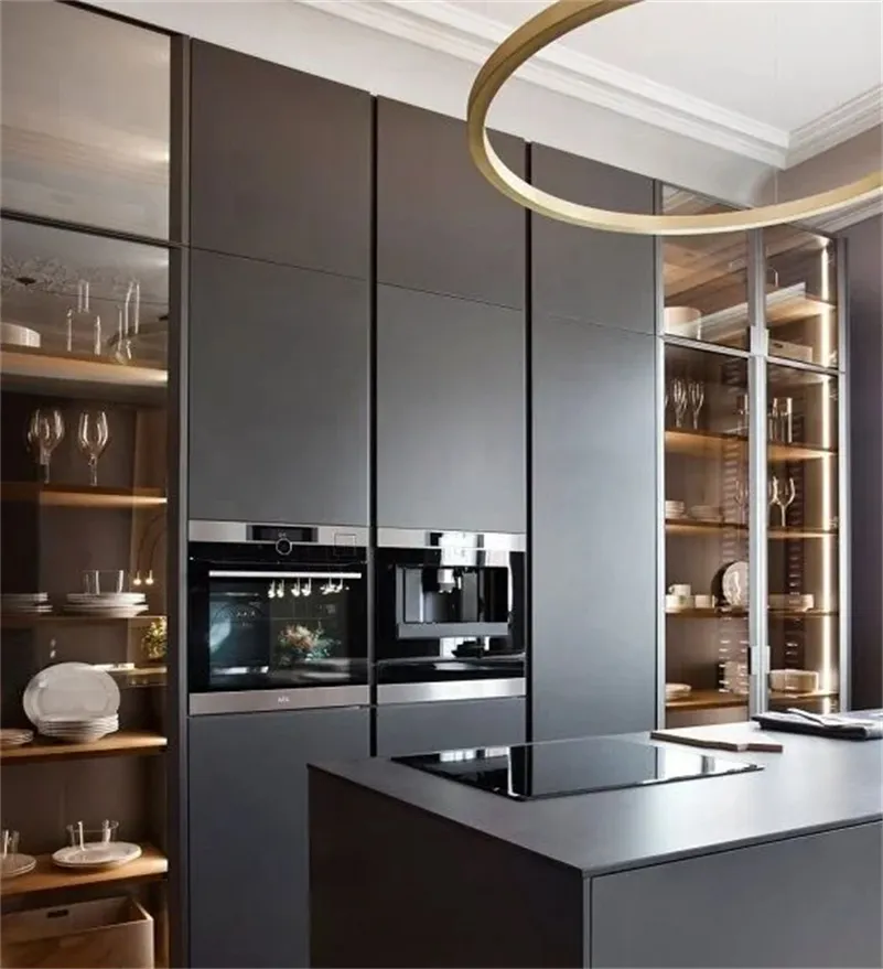 CBMmart 2024 gris brillante en forma de L moderno juego de gabinetes de cocina precio Modular gabinetes de cocina interiores modernos precio